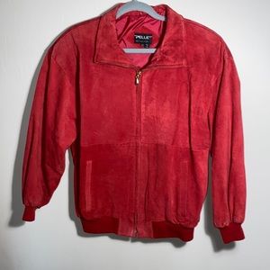 Vintage Pelle Red Leather Bomber Jacket. Size XS